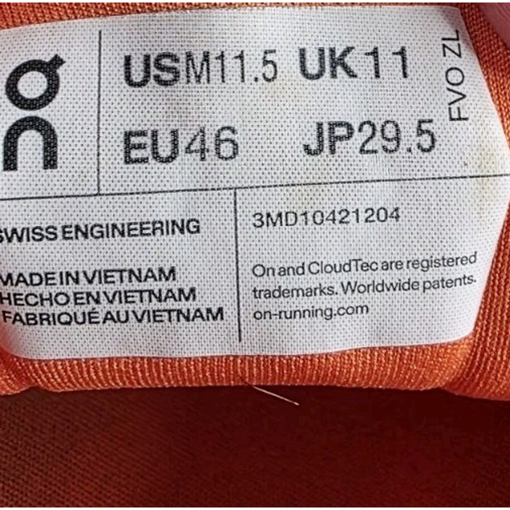 On Cloudsurfer Mens Flame Orange White Athletic Running Shoes Sneakers Size 11.5 - Picture 6 of 7